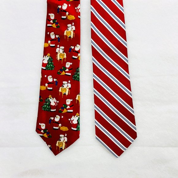 Lot of 2- Jos A Bank Necktie Striped 100% Silk/Noel Christmas Design Polyester - Picture 5 of 16